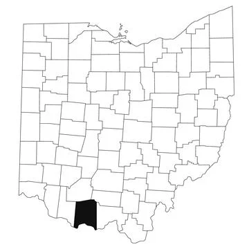 Map of Adams County in Ohio state on white background. single County map hi.. Stock Illustration