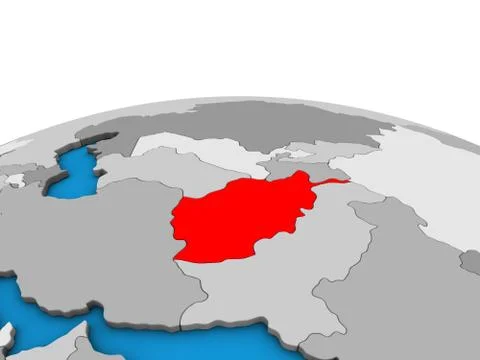 Map of Afghanistan on 3D globe Illustrazione stock