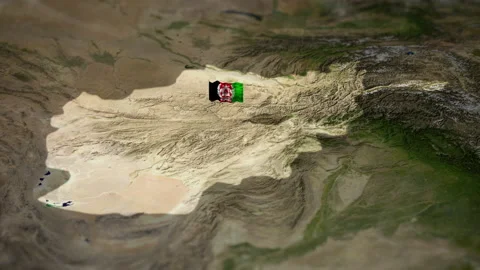 Map of Afghanistan with Afghan flag Stock-Footage 231390769