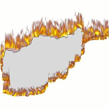 Map of afghanistan on fire Stock Illustration