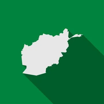 Map of Afghanistan on green Background with long shadow Stock Illustration