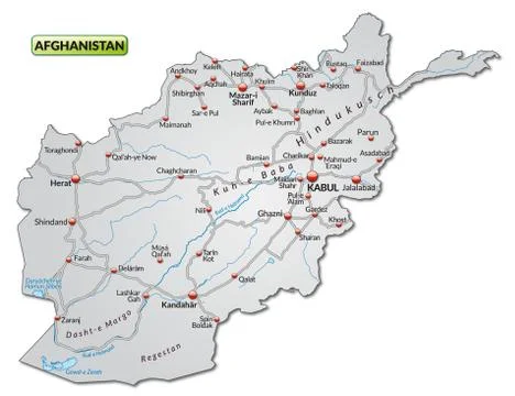 Map of afghanistan with highways in gray Stock Illustration