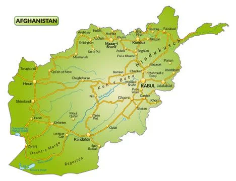 Map of afghanistan with highways Stock Illustration
