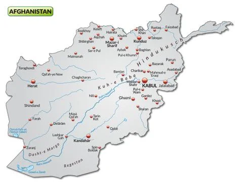 Map of afghanistan as an overview map in gray Stock Illustration