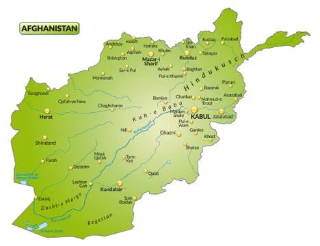 Map of afghanistan as an overview map in green Illustrazione stock