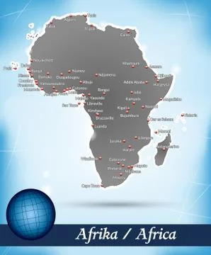 Map of africa with abstract background in blue Stock Illustration