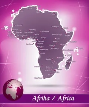 Map of africa with abstract background in violet Stock Illustration