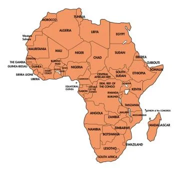 Map of Africa with all countries Stock Illustration