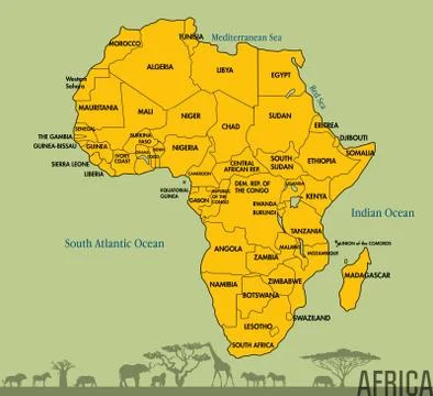 Map of Africa with all countries Stock Illustration