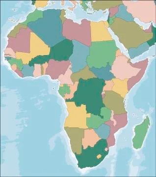 Map of the Africa continent with countries Stock Illustration
