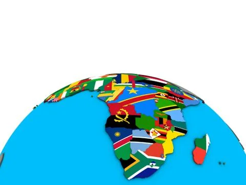 Map of Africa with flags on globe Stock Illustration