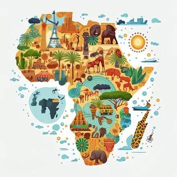 Map of africa in flat style Stock Illustration
