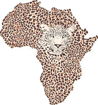 Map of Africa formed by a leopard pattern Stock Illustration