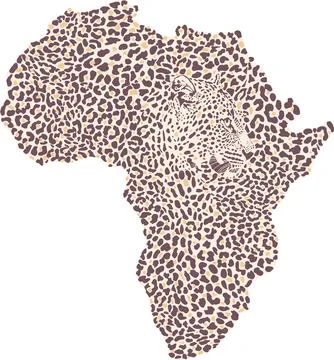 Map of Africa with a leopard pattern on the background Stock Illustration