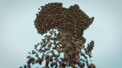 Map of the Africa made of roasted coffee beans 스톡 동영상 104803611