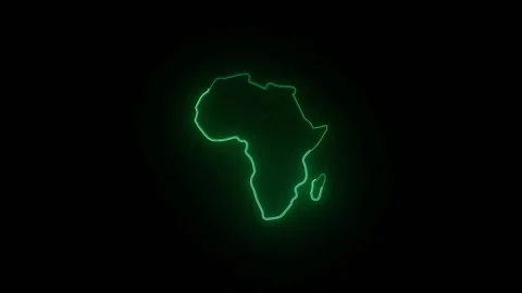Map of Africa Outline Neon Effect Stock Footage 163641089