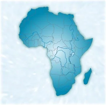 Map of africa as an overview map in blue Stock Illustration