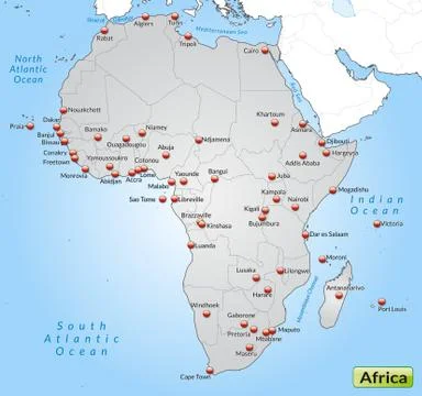 Map of africa as an overview map in gray Stock Illustration