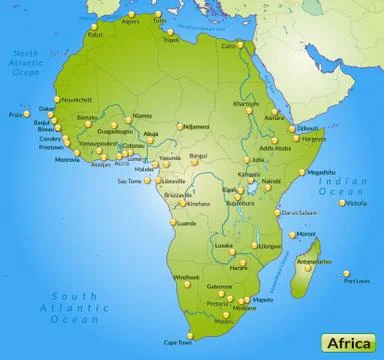 Map of africa as an overview map in green Stock Illustration