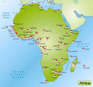 Map of africa as an overview map in green Illustrazione stock