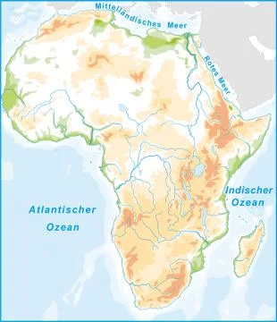 Map of africa as an overview map with hight layers Stock Illustration