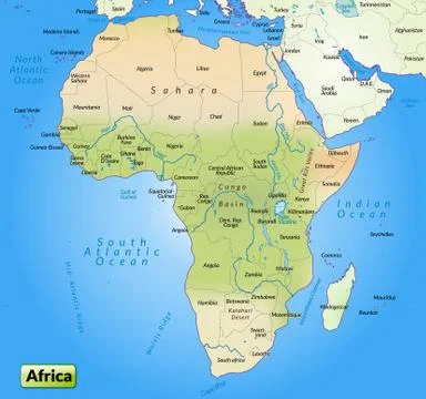 Map of africa as an overview map Stock Illustration