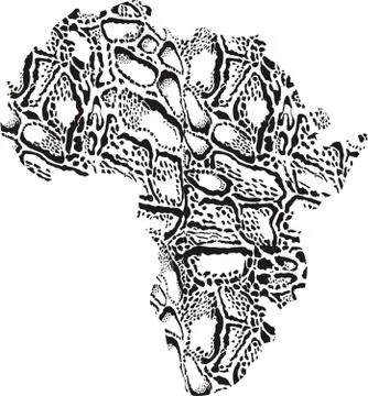 Map of Africa with Pattern background clouded leopard 스톡 일러스트