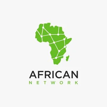 Map of African network link connection logo icon vector template Stock Illustration