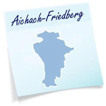 Map of aichach-friedberg as sticky note Stock Illustration
