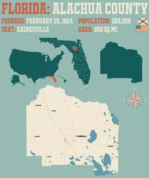 Map of Alachua County in Florida Stock Illustration