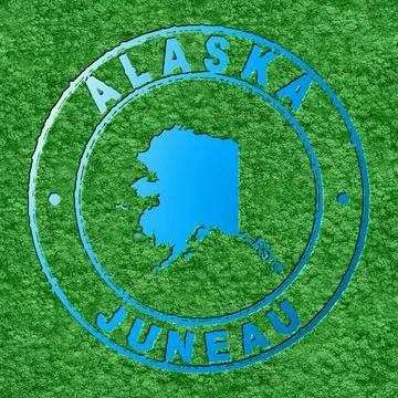 Map of Alaska, Forest with Water Map Stock Illustration
