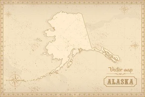 Map of Alaska in the old style Stock Illustration