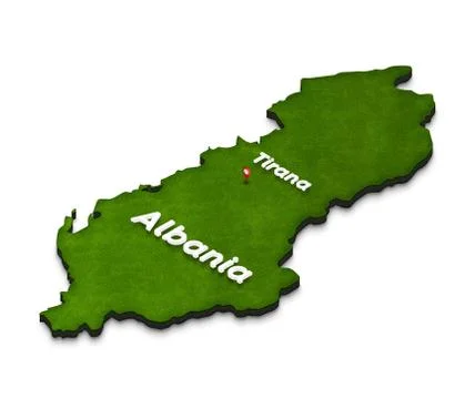 Map of Albania. 3D isometric perspective illustration. Stock Illustration