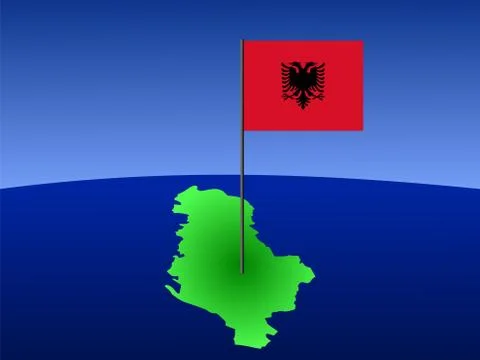 Map of albania with flag Stock Illustration