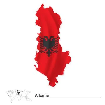 Map of Albania with flag Stock Illustration