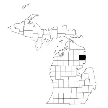 Map of alcona County in Michigan state on white background. single County m.. Stock Illustration