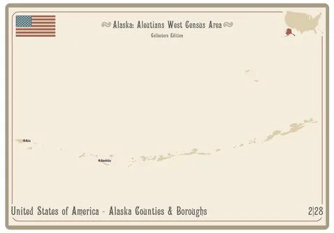 Map of Aleutians West Census Area in Alaska Stock Illustration