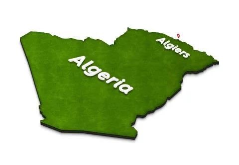 Map of Algeria. 3D isometric perspective illustration. Stock Illustration