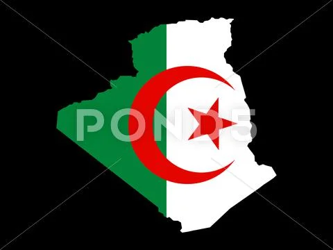 Map of algeria and algerian flag Stock Illustration