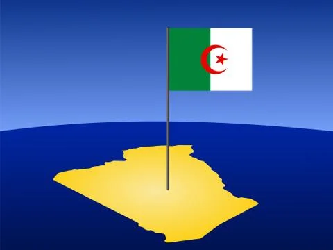 Map of algeria with flag Illustrazione stock