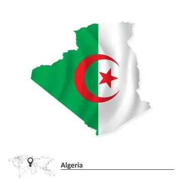 Map of Algeria with flag Stock Illustration