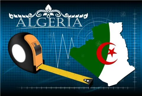 Map of Algeria with ruler, vector. Stock Illustration