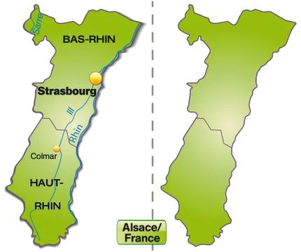 Map of alsace with borders in green Stock Illustration