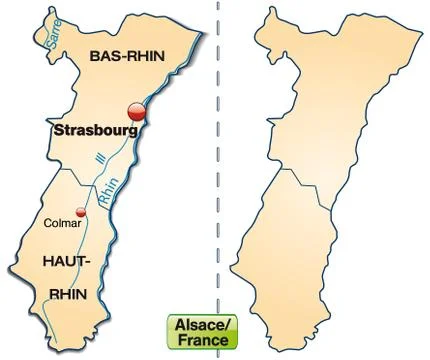 Map of alsace with borders in pastel orange Stock Illustration