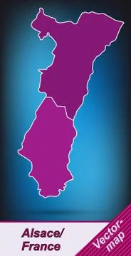 Map of alsace with borders in violet Stock Illustration