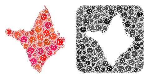 Map of Amapa State - Virus Mosaic with Empty Space Stock Illustration