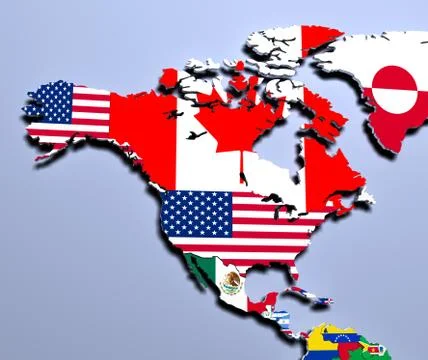 Map of america close up 3d render Stock Illustration
