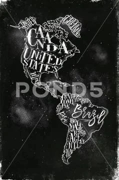 Map America vintage chalk Stock Illustration