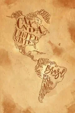 Map America vintage craft Stock Illustration
