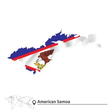Map of American Samoa with flag 库存插图